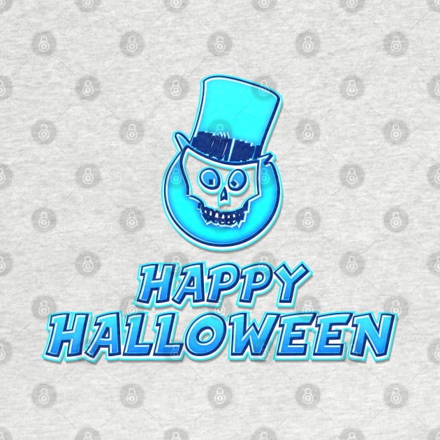 Blue Comics Style Happy Halloween Skeleton Sticker Coolest Gift Idea for Kids by Naumovski